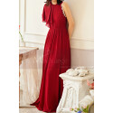 Robe soirée long mousseline framboise manche volante un coté - Ref L2071 - 05