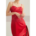 Long red satin mermaid evening dress - Ref L2072 - 03