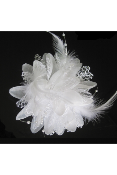 Fleur Cheveux Mariage Blanche Dentelle - B008 #1