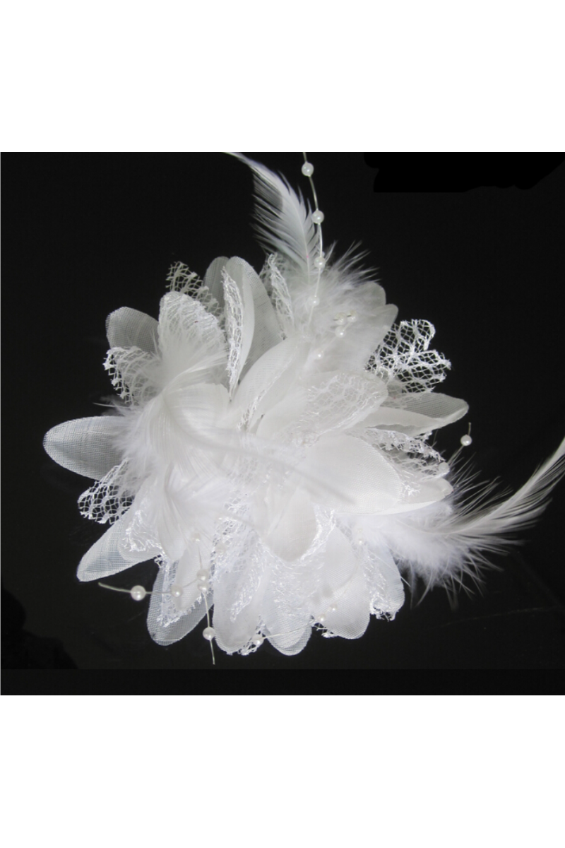 Beautiful White Lace Bridal Hair Flower - Ref B008 - 01