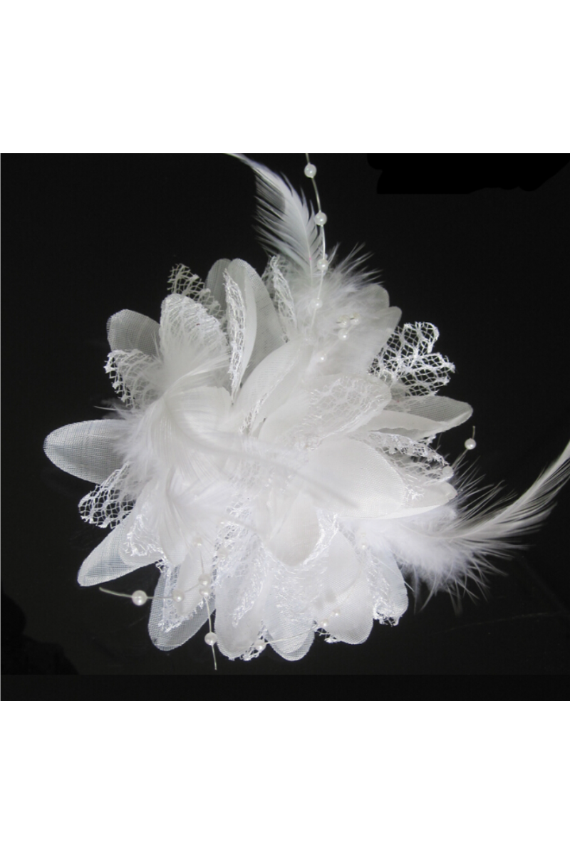 Fleur Cheveux Mariage Blanche Dentelle - Ref B008 - 01