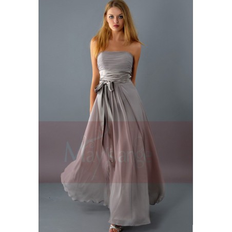 Taupe Semi-Formal Long Dress For Bridesmaid
