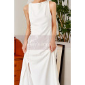 copy of Red satin evening dress with double V neckline and small decorations on the straps - Ref C2056 - 04