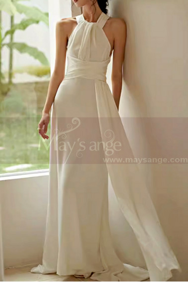 White evening dress with elegant little train - L2076 #1