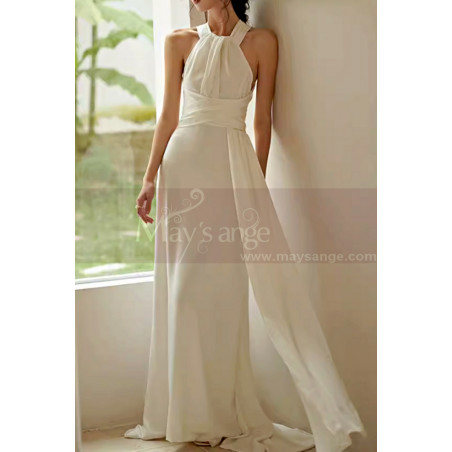 White evening dress with elegant little train