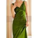 Robe de soirée long vert satine - Ref L2078 - 02