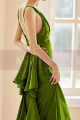 Long green satin evening dress - Ref L2078 - 03