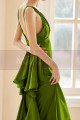 Robe de soirée long vert satine - Ref L2078 - 03