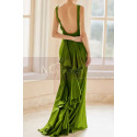 Long green satin evening dress - Ref L2078 - 04