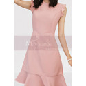 Robe cocktail rose poudre pas cher - Ref C2060 - 04