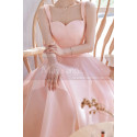 Robe de cocktail princesse courte rose - Ref C2061 - 02