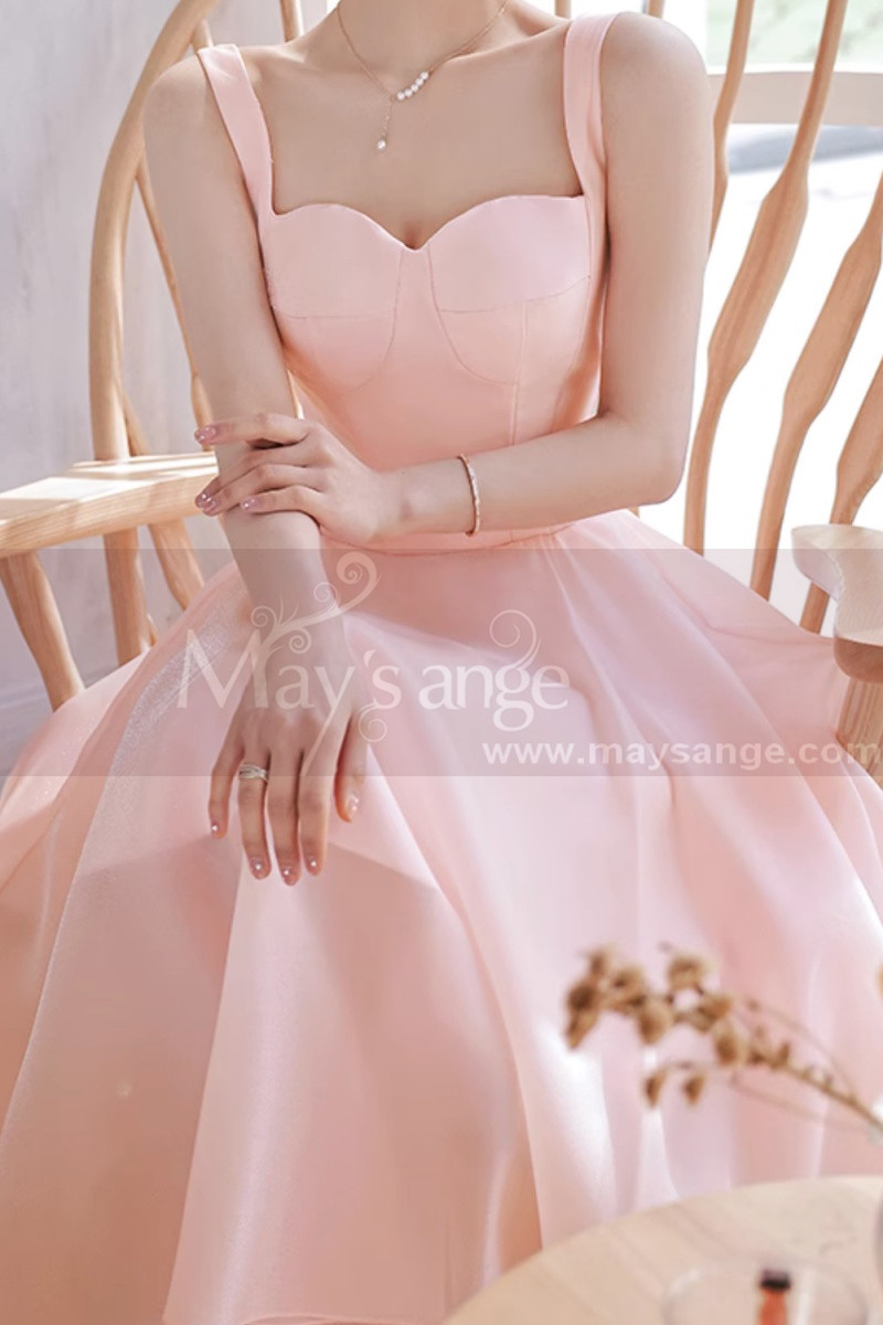 Robe de cocktail princesse courte rose - Ref C2061 - 01