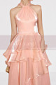 Long shiny salmon pink evening dress - Ref L2079 - 03