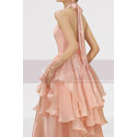 Long shiny salmon pink evening dress - Ref L2079 - 04