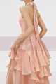 Long shiny salmon pink evening dress - Ref L2079 - 04