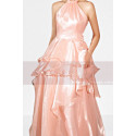 Long shiny salmon pink evening dress - Ref L2079 - 05