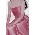 copy of Red satin evening dress with double V neckline and small decorations on the straps - Ref C2062 - 02