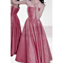 copy of Red satin evening dress with double V neckline and small decorations on the straps - Ref C2062 - 03