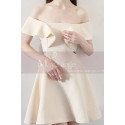 Robe cocktail courte champagne satin - Ref C2063 - 05