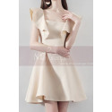 Robe cocktail courte champagne satin - Ref C2063 - 06