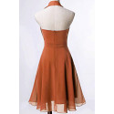 copy of Red satin evening dress with double V neckline and small decorations on the straps - Ref C2065 - 02