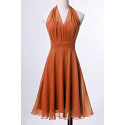 copy of Red satin evening dress with double V neckline and small decorations on the straps - Ref C2065 - 03