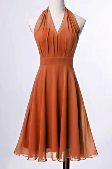 copy of Red satin evening dress with double V neckline and small decorations on the straps - C2065 #1