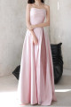 Robe longue rose perle bi matière - Ref L2083 - 02