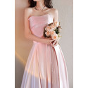 Robe longue rose perle bi matière - Ref L2083 - 06