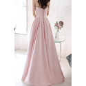 Long pink pearl dress in two materials - Ref L2083 - 07