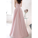 Robe longue rose perle bi matière - Ref L2083 - 07