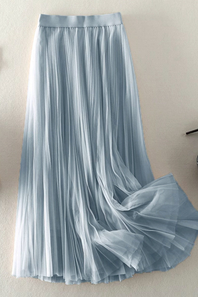 copy of Gray mid-length skirt in shiny satin - Ref ju151 - 01