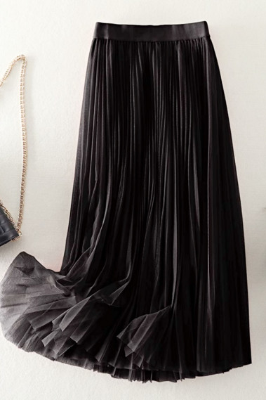 copy of Gray mid-length skirt in shiny satin - ju153 #1