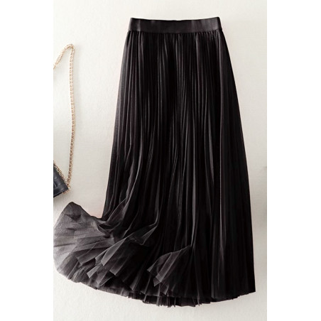 copy of Gray mid-length skirt in shiny satin