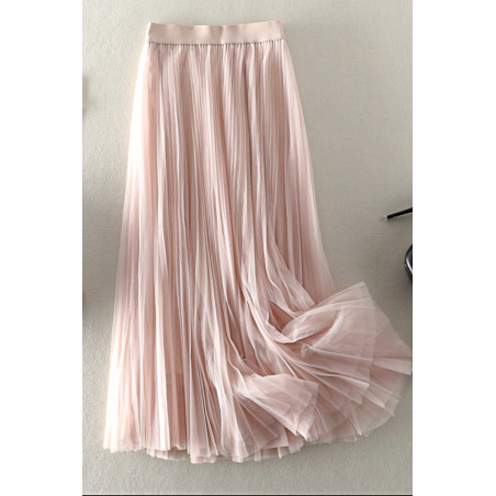 Jupe plisse tulle rose poudrée