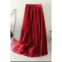 copy of Gray mid-length skirt in shiny satin - Ref ju156 - 02