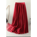 Jupe plisse tulle rouge framboise - Ref ju156 - 02