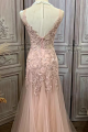 Powder pink evening dress in elegant tulle with a small train - Ref L2084 - 05