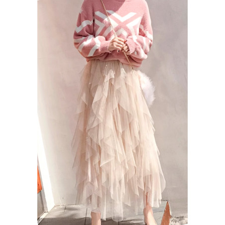 copy of Gray mid-length skirt in shiny satin