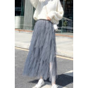 copy of Gray mid-length skirt in shiny satin - Ref ju159 - 02
