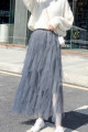 copy of Gray mid-length skirt in shiny satin - Ref ju159 - 02