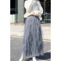 copy of Gray mid-length skirt in shiny satin - Ref ju159 - 03