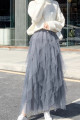 copy of Gray mid-length skirt in shiny satin - Ref ju159 - 03