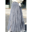 copy of Gray mid-length skirt in shiny satin - Ref ju159 - 04