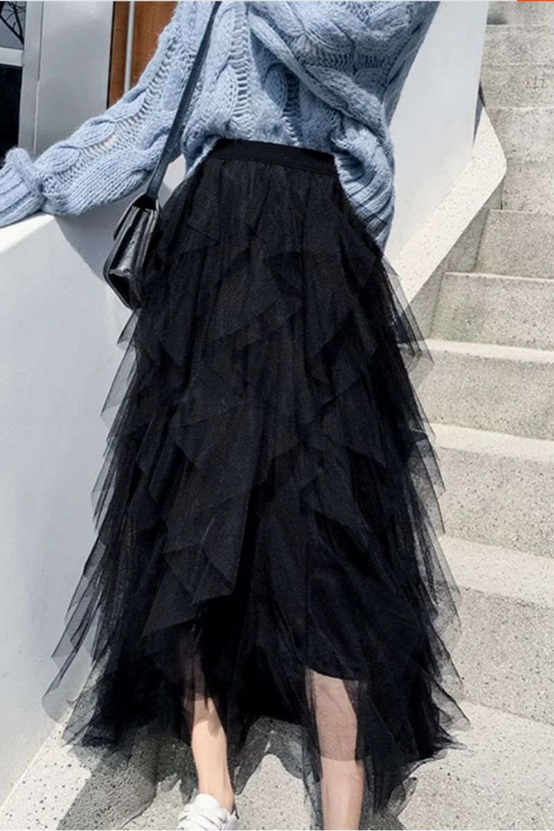 copy of Gray mid-length skirt in shiny satin - Ref ju161 - 01