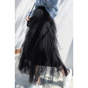 copy of Gray mid-length skirt in shiny satin - Ref ju161 - 03