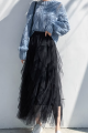 copy of Gray mid-length skirt in shiny satin - Ref ju161 - 04