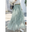 copy of Gray mid-length skirt in shiny satin - Ref ju162 - 03