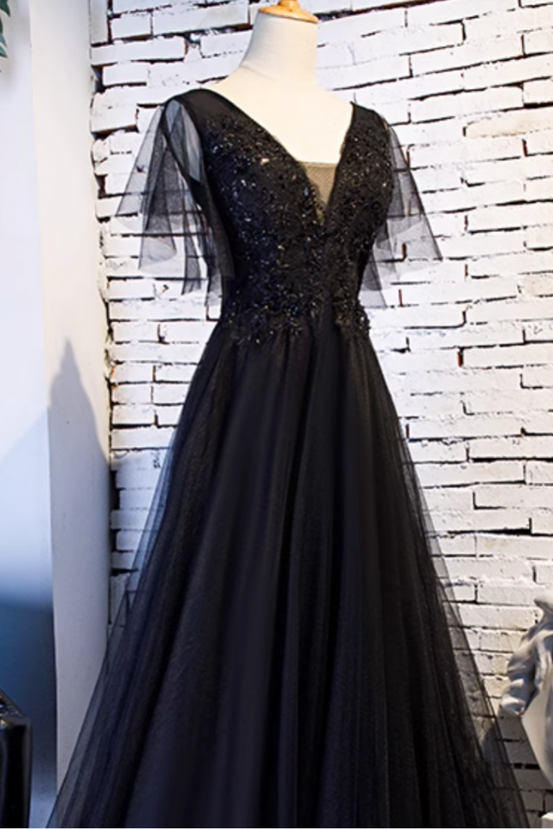 Robe noire long chic fête - Ref L2087 - 01