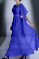 Purple Chiffon Long Party Dress With One Ruffle Long Sleeve - Ref L659 - 04
